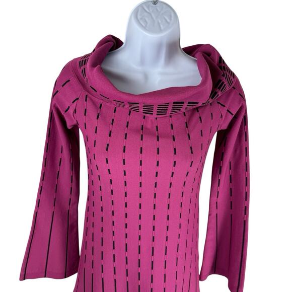 Prabal Gurung Dress Womens 0 Magenta Off the Shoulder Dotted Fit and Flare Knit - Picture 3 of 13